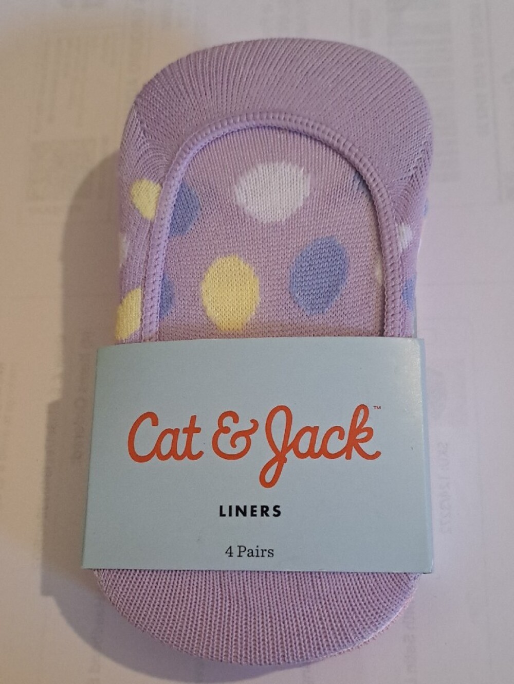 Cat & Jack Pastel Pink, Lavender & White No-Show Liner Socks - 4 Pack